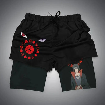 Naruto: Anime Shorts Men's Double-layer 2-in-1 Sports Shorts Fitness Basketball Shorts