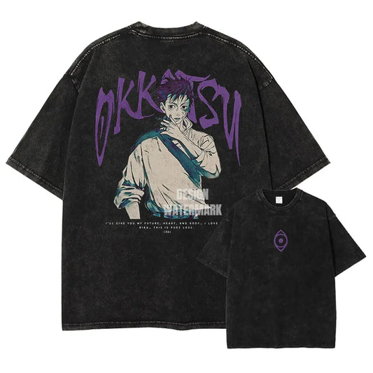 Jujutsu Kaisen: T Shirts Vintage Washed CHOSO T-shirt Oversize Short Sleeve Fushiguro Toji Gojo Saturo Itadori