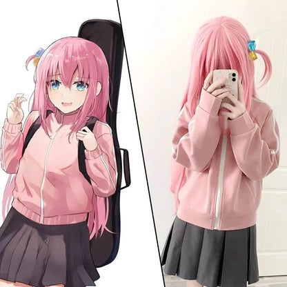 Bocchi The Rock:  Cosplay Gotoh Hitori Costume The Rock Pink School JK Uniform Sportswear Coat Skirt Full Set for Women Girls