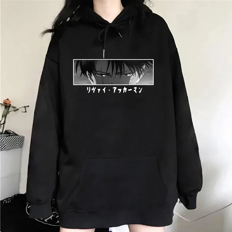 Attack On Titan: Hoodies Levi Ackerman Printed Tops Casual Harajuku Sweatshirts Loose Pullover
