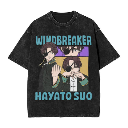 Wind Breaker: Jo Togame Washed T Shirt Novelty Harajuku Oversize Tee T-Shirts 100% Cotton