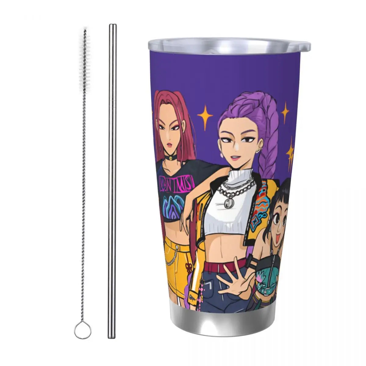 KPop Demon Hunters - Derpy  Insulated Tumbler with Lid Vacuum Thermal Mug Outdoor Travel Car Bottle Cup, 20oz