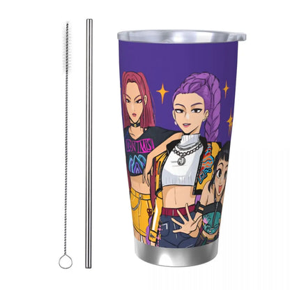 KPop Demon Hunters - Derpy  Insulated Tumbler with Lid Vacuum Thermal Mug Outdoor Travel Car Bottle Cup, 20oz