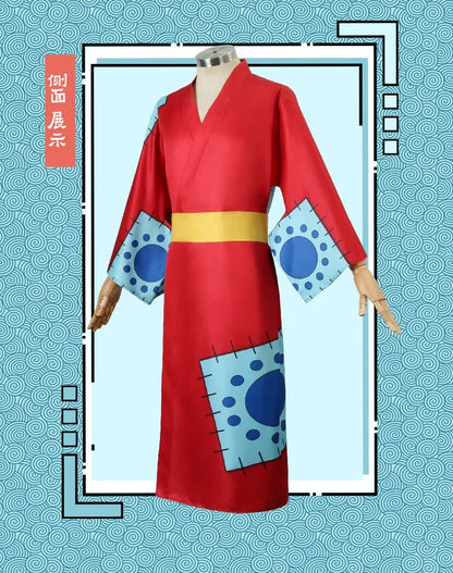 One Piece: Anime Luffy Cosplay Costume, Wano Country Monkey Cosplay Kimono pour hommes adultes chapeau cardigan rouge, olympiques Halloween