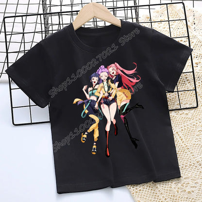 KPop Demon Hunters: T-shirt for Children Cartoon Black Tee Top Girls Round Collar Short Sleeve Clothes Kids Summer Clothing Gift