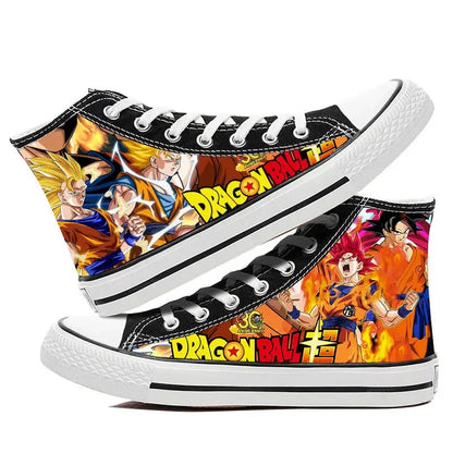 Dragon Ball:  Hand-painted graffiti printing men's high-top canvas shoes goku