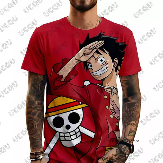 One Piece: Anime Luffy Cartoon 3D Print Men's T-shirt Summer Casual Cosplay Clothes Short Sleeve Tees Oversized Kids/Adult Tops