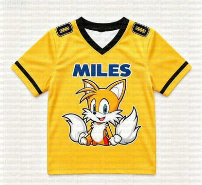 Sonic The Hedgehog: Summer Boy's Girls Casual Sports Style Sonic Print Short Sleeve V-Neck Men's Women's Casual T-shirt Tops