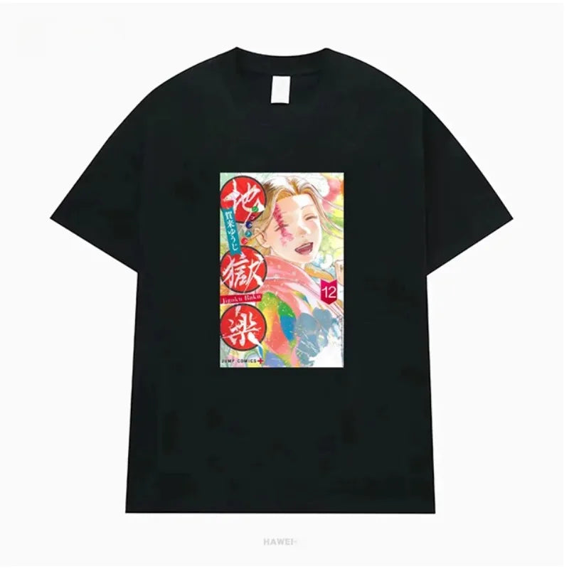 Hell's Paradise: Jigokuraku Short Sleeve T-Shirt Anime Cartoon Print Breathable Cotton Youth Fashion Summer Wear