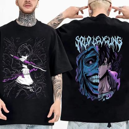 Solo Leveling: T Shirt Men Sung Jinwoo Graphic Tees Harajuku Short Sleeve