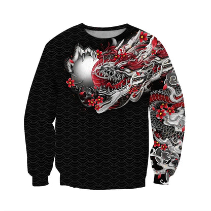 I.L.F.A.: Japanese Mythology Mask Printed Sweatshirt Men's Clothes Harajuku Street Pullover Top 3D Printed Mysterious Culture Sweatshirts