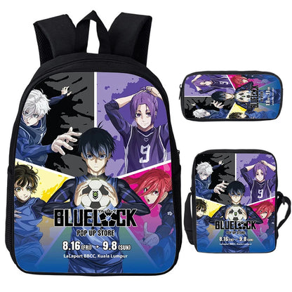 Blue Lock: Isagi Yoichi Backpack Shoulder Bag Pencil Case 3Pcs Set Waterproof Boys Girls Students School Bags Child Bookbag