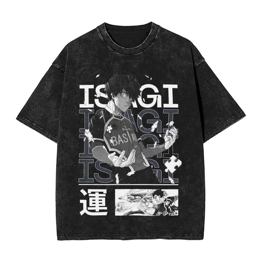 Blue Lock: ISAGI YOICHI T Shirt Printed Cotton Washed  Retro T-Shirts