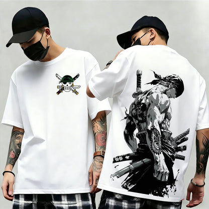 One Piece: Summer New Arrival: Pattern T-shirt, unisex, anime print, casual short-sleeved, fashionable streetwear top, Y2K style.