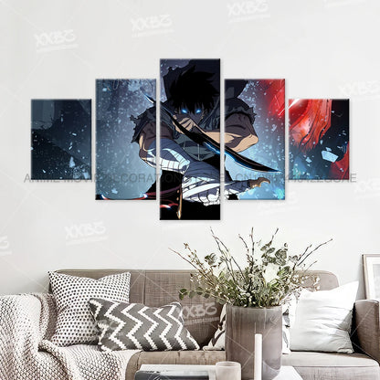 Solo Leveling: 5Pcs  Posters Aleks Le Anime Painting No Frame Home Decoration Justin Briner Wall Art Sung Jin-Woo Canvas Picture