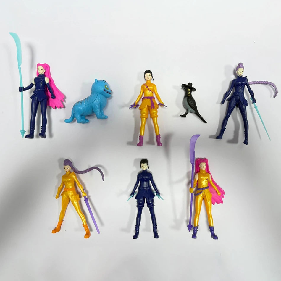 Kpop Demon Hunters Figure Cartoon Kawaii Tiger Rumi Mira Zoey Action Figure PVC Desk Decoration Model Doll Toy Kids Gift