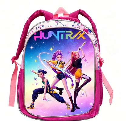KPop Demon Hunters: School Bags Rumi Mira Zoey HUNTR/X Saja Backpacks Lightweight 12inch Pink Mochilas