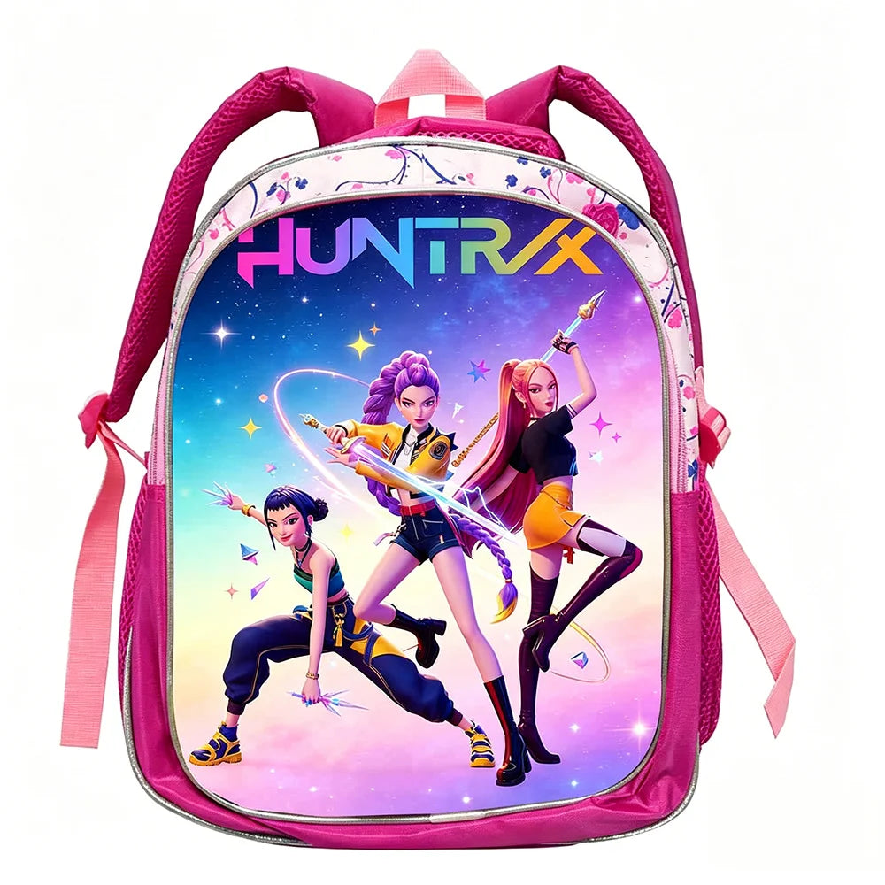 KPop Demon Hunters: School Bags Rumi Mira Zoey HUNTR/X Saja Backpacks Lightweight 12inch Pink Mochilas