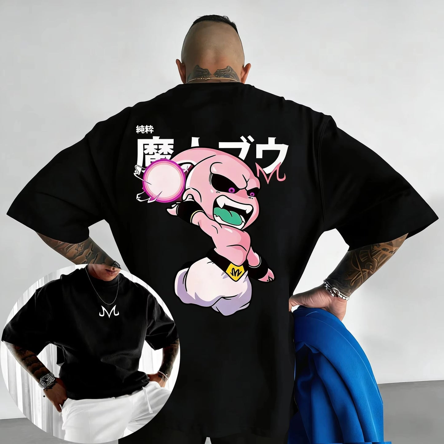 Dragon Ball: Anime Cotton T-shirt Summer New Majin Buu Printed Men's and Women's Street Hip Hop Casual Short Sleeve Top