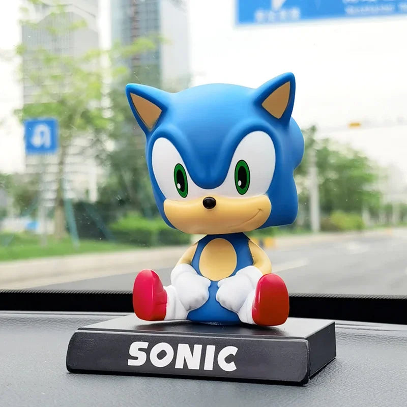 Sonic The Hedgehog: Shaking Head Dolls cartoon Bobblehead Kawaii Car Desk Ornaments Phone Holder Figure Cute Model Toy Gift