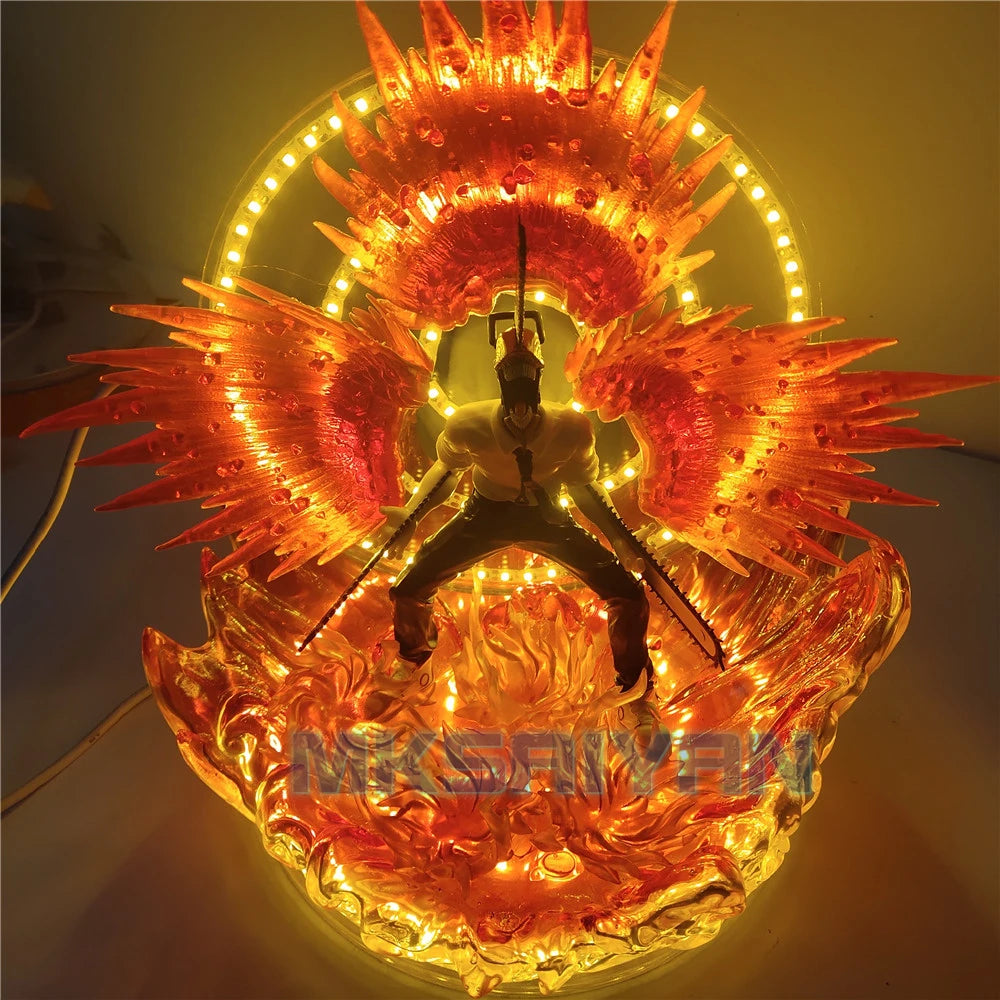 Chainsaw Man: Denji PVC Toys Fire Effect Visual Led Action Figures Night Lights Model Doll Juguetes Decoration