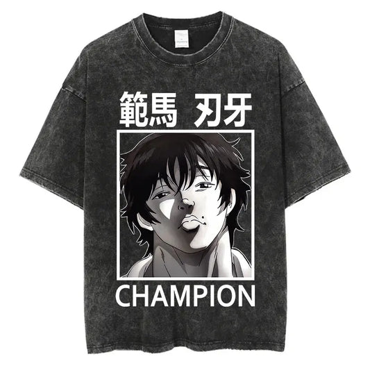 Baki Haman: Tshirts Harajuku Vintage 100% Cotton 2024 New Washed T Shirt For Men Hip Hop Streetwear Oversize T-shirt