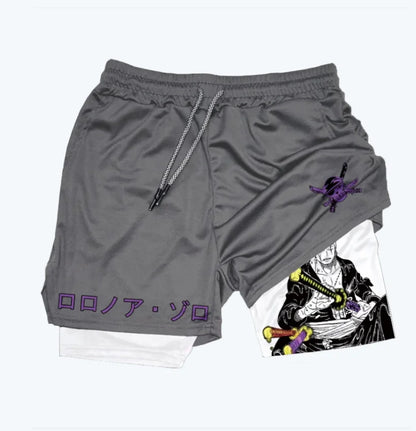 One Piece: Official character print shorts, retro Y2K anime beach shorts, quick-drying fabric, fitness and jogging