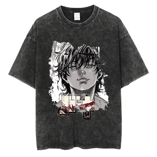Baki Haman: Tshirts Harajuku Vintage 100% Cotton 2024 New Washed T Shirt For Men Hip Hop Streetwear Oversize T-shirt