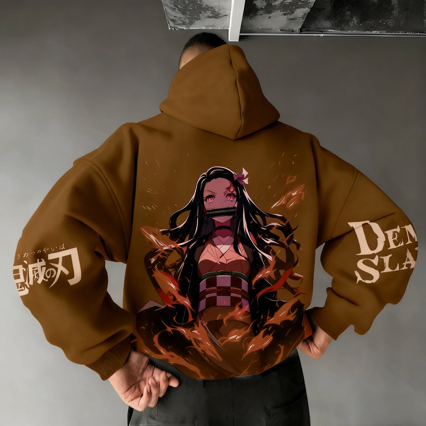 Demon Slayer: Men's Hoodie Sweatshirt Kamado Nezuko Anime Spring Autumn Winter Boy Harajuku Long-sleeved Parent-child Outfit