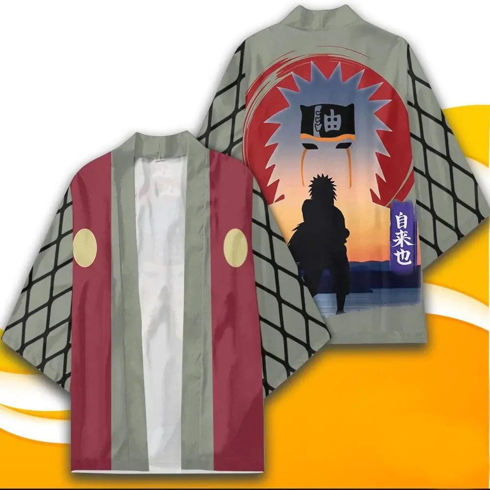 Naruto: Akatsuki Uzumaki Itachi Red Cloud Kimono Shirt Haori Yukata Printing Cosplay Robe Costume Christmas Festival Gifts