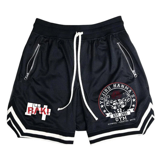 Baki Hanma: Active Athletic Shorts for  Print Breathable Quick Dry Basketball Shorts with Zippered Pockets Gym Fitness