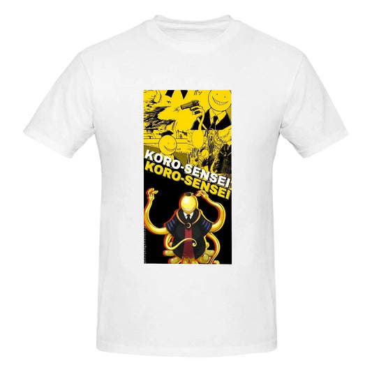 Assassination Classroom: Octopus Koro Sensei Men T-Shirt Double Sided Plus Size T Shirts Men's O-Neck Cotton Tees Short Male