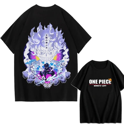One Piece: Men's Fashion Portgas D. Ace Anime Print T-Shirt, Summer Trend, 100% Cotton, Casual Loose Short Sleeve