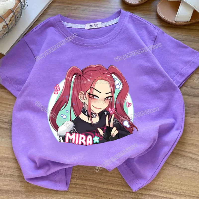 KPop Demon Hunters: Clothes Rumi Mira Zoey Short Sleeve T Shirt Kids Summer Casual Tops Cartoon Toddler Cotton Tee