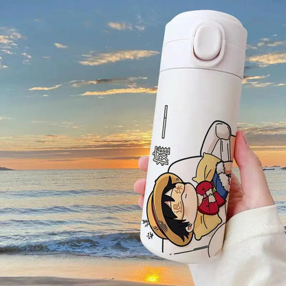 One Piece:420Ml New Luffy Thermos Cup Keep Cold and Heat Thermal Water Bottle Temperature Preservation Leak-Proof Vacuum Flask