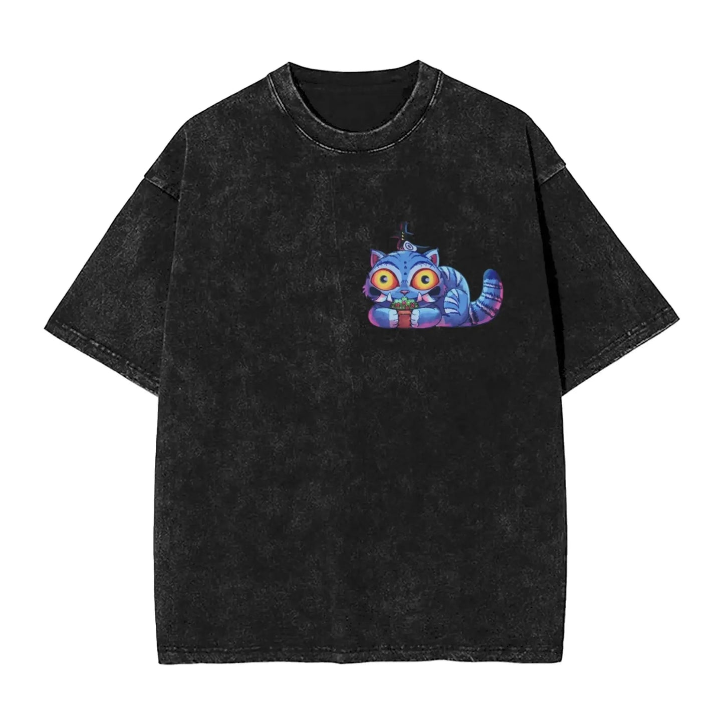 K-Pop Demon Hunters Washed T-Shirt Man Derpy Tiger Casual T-Shirts Summer Breathable Trendy Tee Shirt Design Plus Size Clothes
