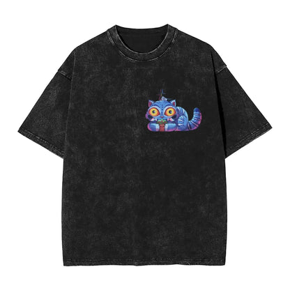 K-Pop Demon Hunters Washed T-Shirt Man Derpy Tiger Casual T-Shirts Summer Breathable Trendy Tee Shirt Design Plus Size Clothes