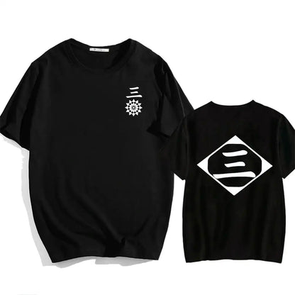 Bleach: Soul Society  Print T-shirt  Oversized Casual Cotton Black and White Short Sleeves Men's Clothing