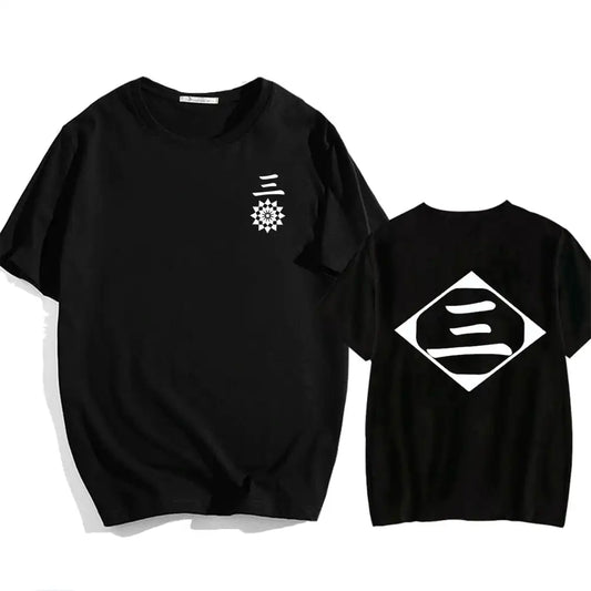 Bleach: Soul Society  Print T-shirt  Oversized Casual Cotton Black and White Short Sleeves Men's Clothing