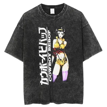 Cowboy Bebop: Graphic Printed T-shirt Men Women Classic Loose Tshirts Harajuku Male Washed Cotton Manga T Shirt