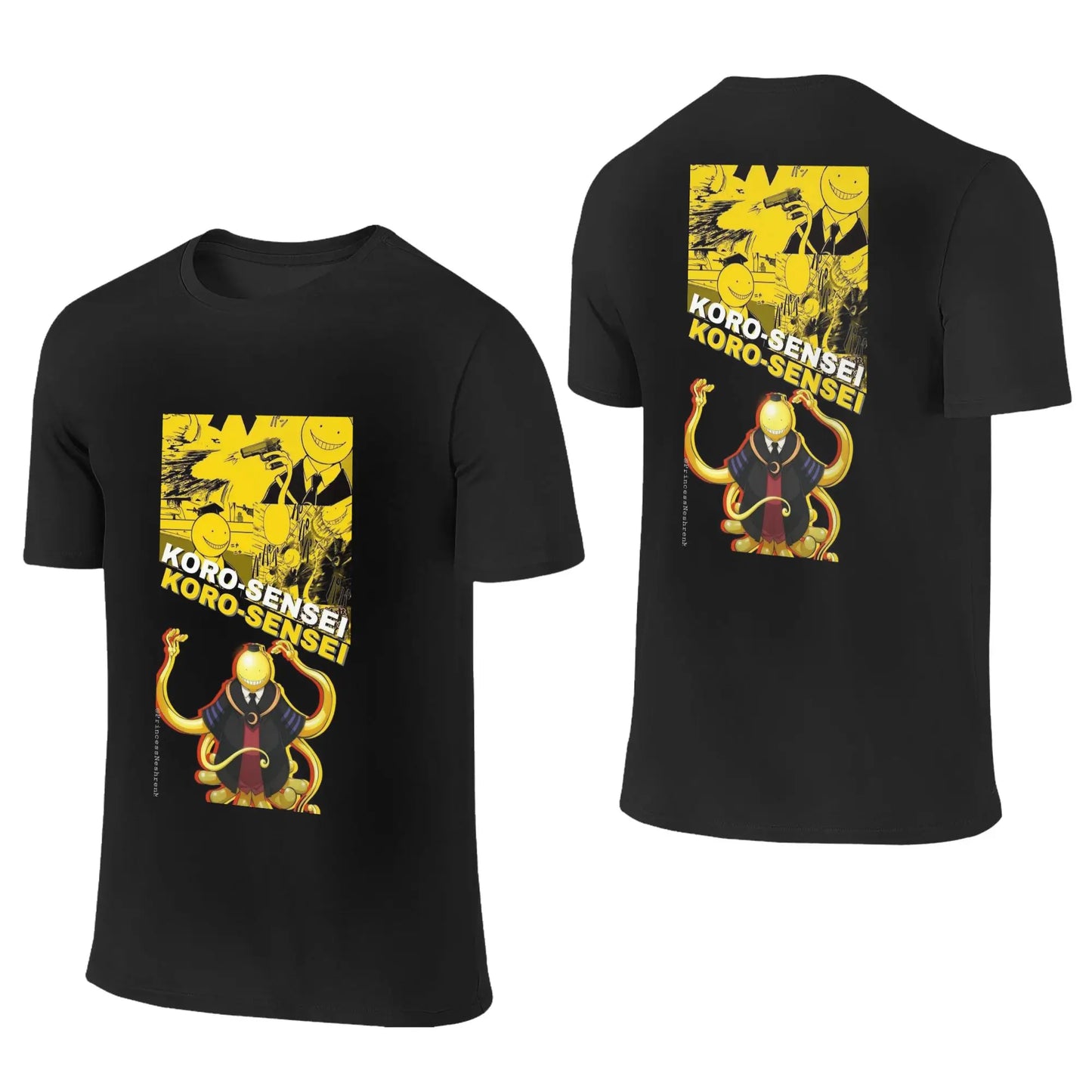 Assassination Classroom: Octopus Koro Sensei Men T-Shirt Double Sided Plus Size T Shirts Men's O-Neck Cotton Tees Short Male