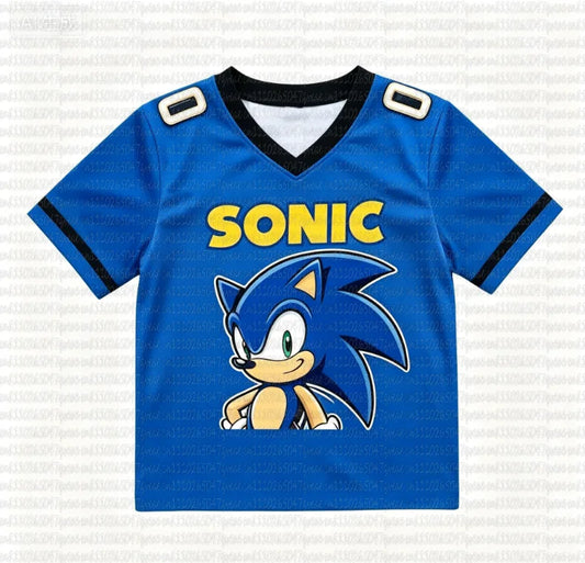 Sonic The Hedgehog: Summer Boy's Girls Casual Sports Style Sonic Print Short Sleeve V-Neck Men's Women's Casual T-shirt Tops
