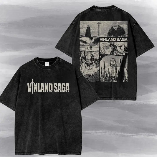 Vinland Saga: Washed T-shirt New Model personality Clothes Oversized Unisex high quality Vintage Loose Trendy Cotton Comfortable