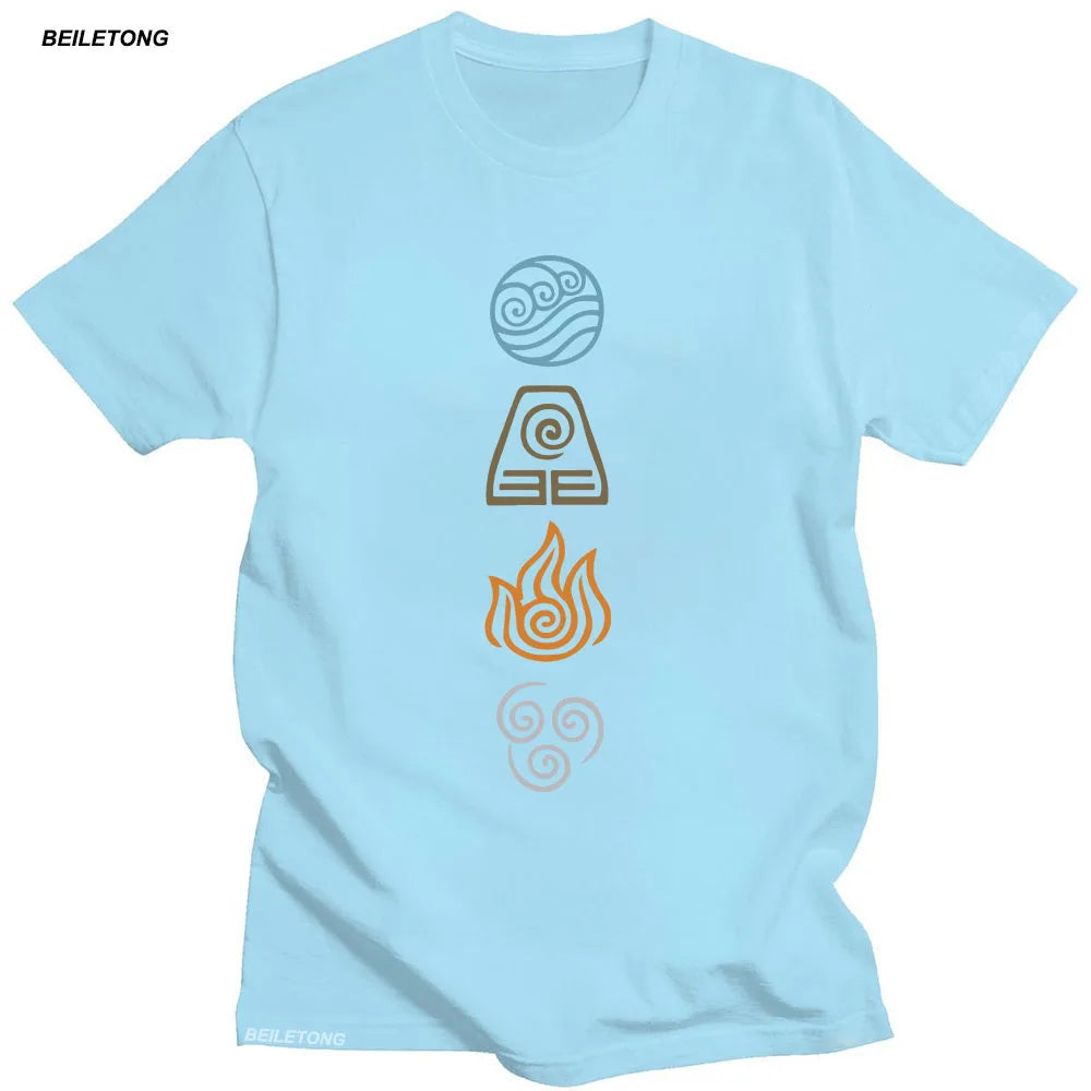 Avatar The Last Airbender: Tops Short Sleeve 100% Cotton Tshirts Black Hip Hop Camiseta