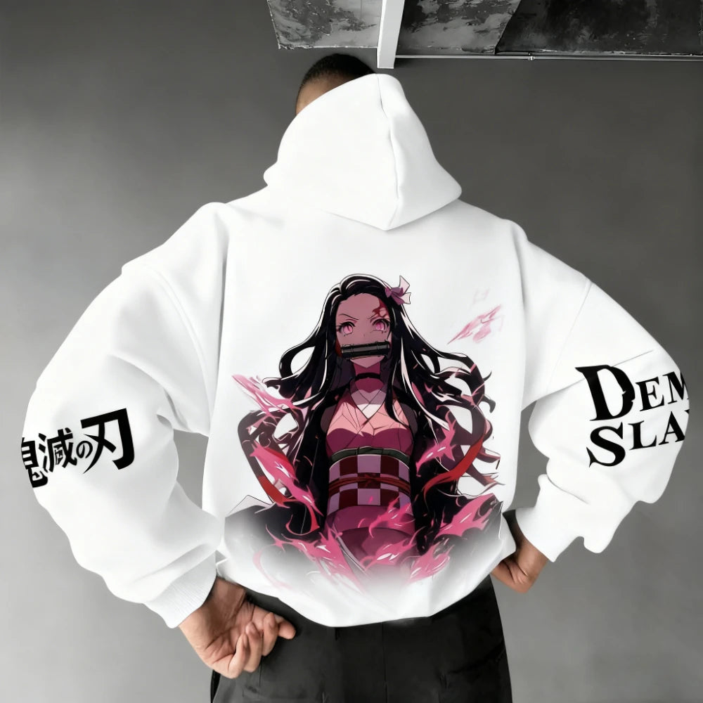 Demon Slayer: Men's Hoodie Sweatshirt Kamado Nezuko Anime Spring Autumn Winter Boy Harajuku Long-sleeved Parent-child Outfit