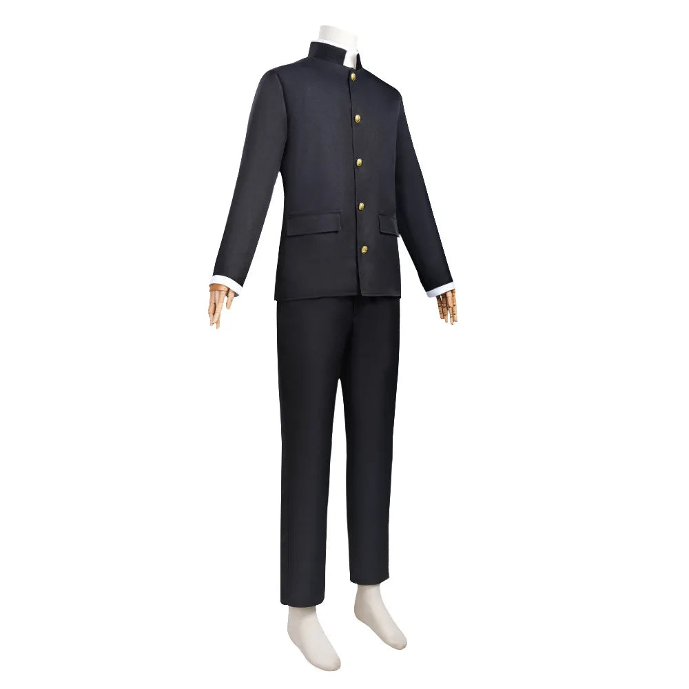 Dandadan: Ken Takakura Cosplay Costume Wig Anime Okarun School Uniform Black Jacket Pants Gakuran Glasses Halloween Party Men