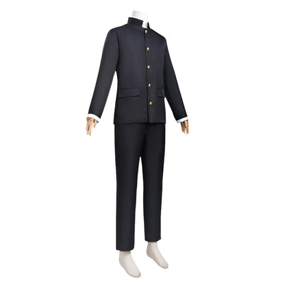 Dandadan: Ken Takakura Cosplay Costume Wig Anime Okarun School Uniform Black Jacket Pants Gakuran Glasses Halloween Party Men