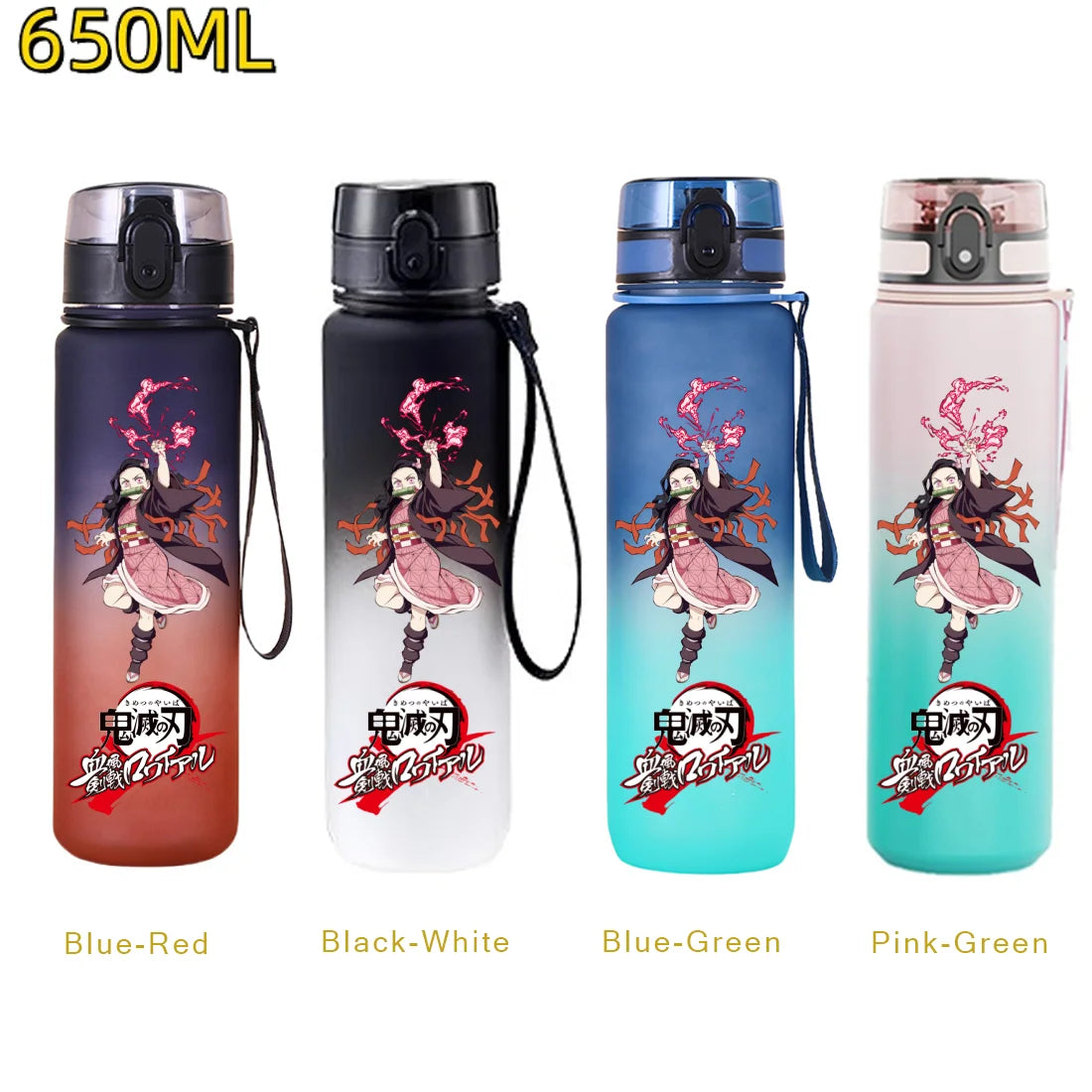 Demon Slayer: 650ML Kamado Tanjirou Water Bottle Kamado Nezuko Kochou Shinobu Fitness Drink Bottle Kettle Travel Office Jugs