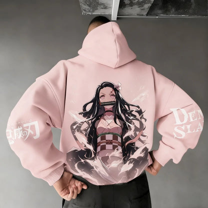Demon Slayer: Men's Hoodie Sweatshirt Kamado Nezuko Anime Spring Autumn Winter Boy Harajuku Long-sleeved Parent-child Outfit
