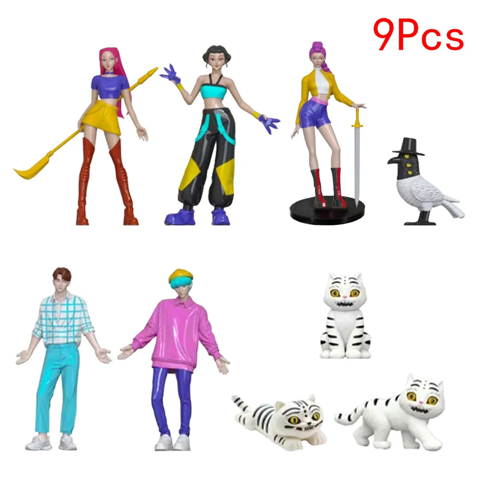 Kpop Demon Hunters Figure Cartoon Kawaii Tiger Rumi Mira Zoey Action Figure PVC Desk Decoration Model Doll Toy Kids Gift